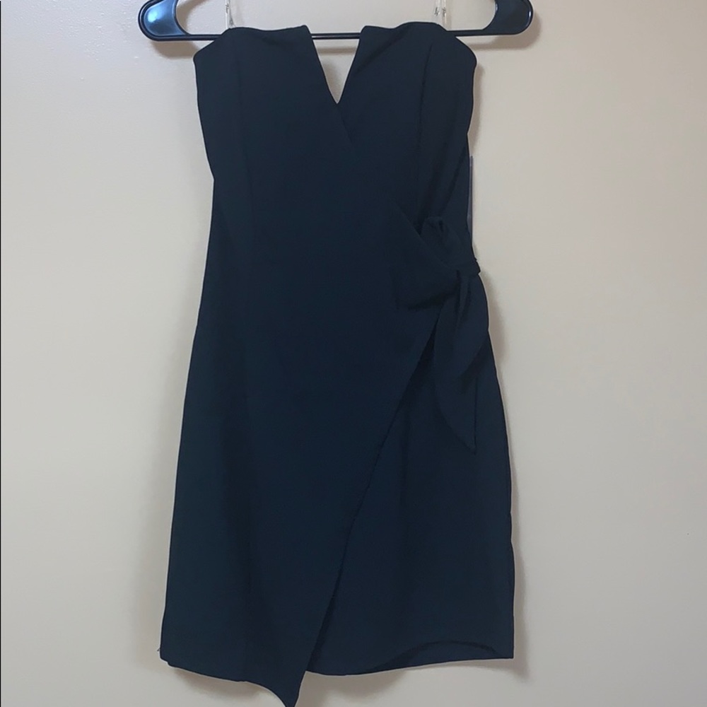 Black Strapless Wrap Dress, L
